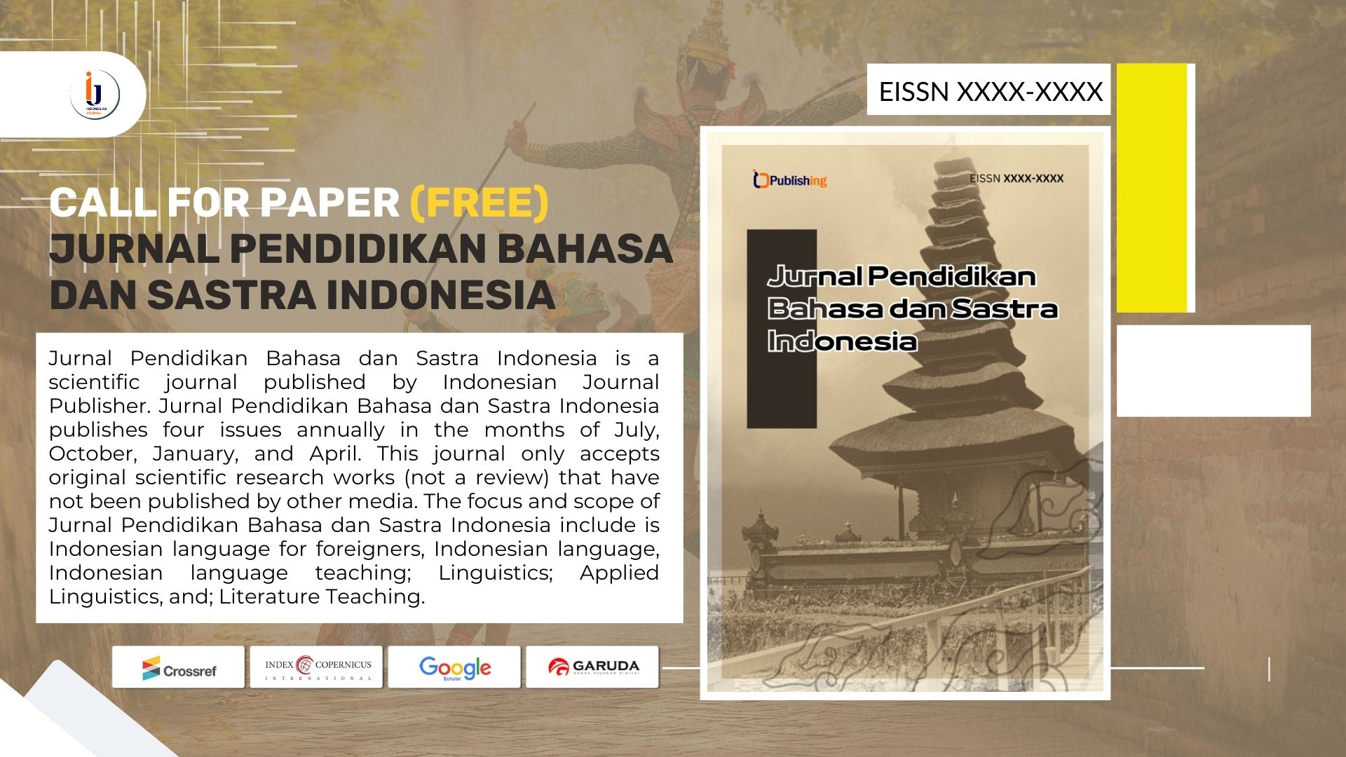 Call for Paper Jurnal Pendidikan Bahasa dan Sastra Indonesia (FREE)